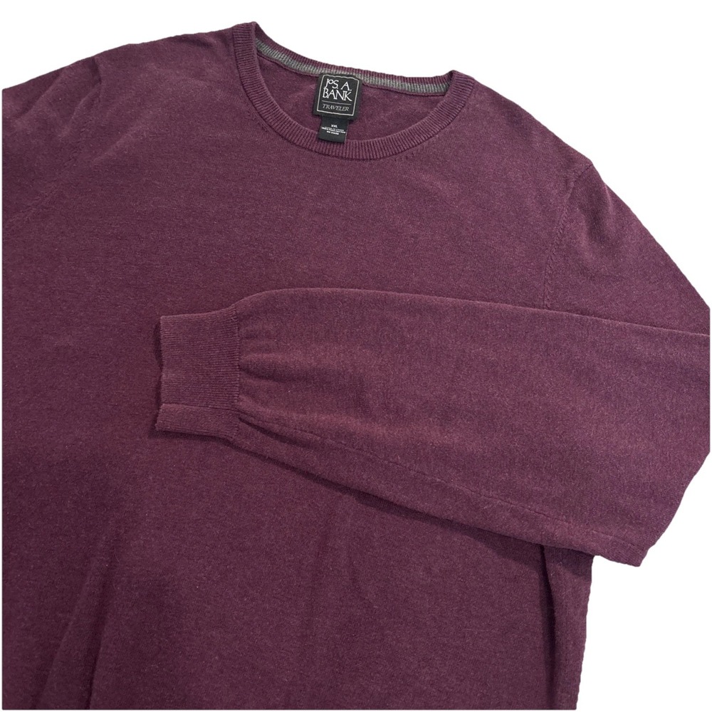 Jos A Bank XXL Purple Men's Traveler 100% Pima Cotton SOFT Sweater EUC Fast Ship